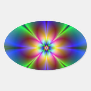 Pegatina Ovalada Colorida Neon Daisy