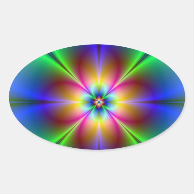 Pegatina Ovalada Colorida Neon Daisy (Anverso)