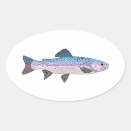 Pegatina Ovalada Colorida trucha arcoiris