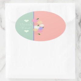 Pegatina Ovalada Colorido Peach Green, Personalizado Gracias