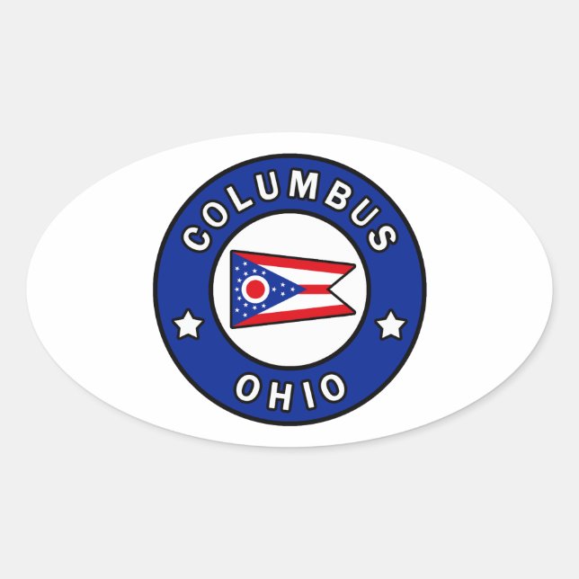 Pegatina Ovalada Columbus Ohio (Anverso)