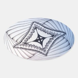 Pegatina Ovalada Cometa en el Doodle del Viento