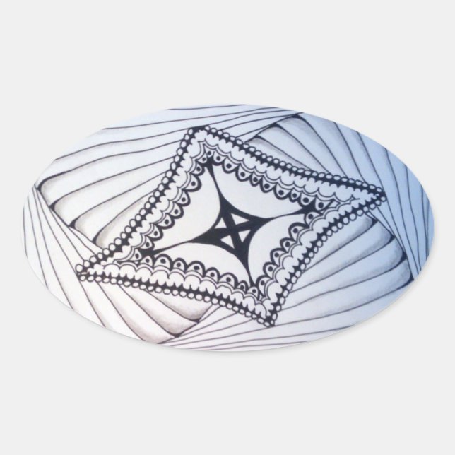 Pegatina Ovalada Cometa en el Doodle del Viento (Anverso)