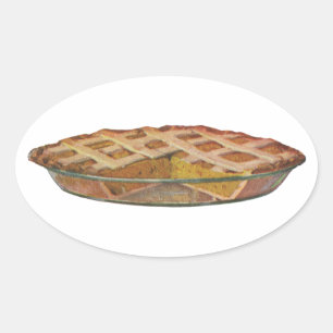 Pegatina Ovalada Comidas Antiguas, Postre, Tarta De Calabaza De Acc