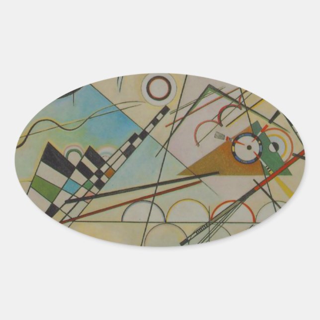 Pegatina Ovalada Composición VIII de Kandinsky (Anverso)