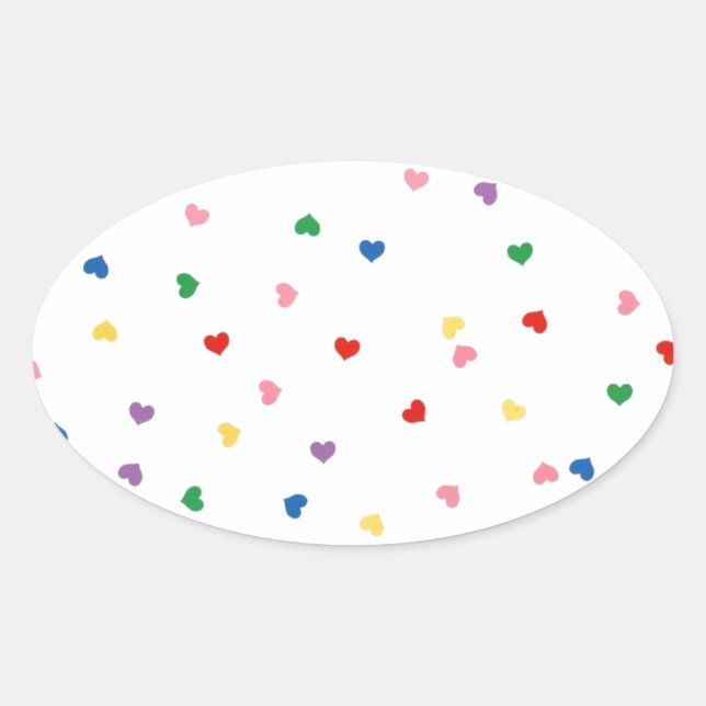 Pegatina Ovalada con corazones pequeños (Anverso)