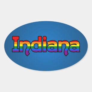Pegatina ovalada con texto en arcoíris LGBT Indian