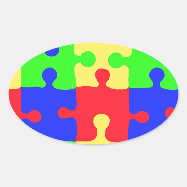 Pegatina Ovalada Conciencia sobre el autismo (Anverso)