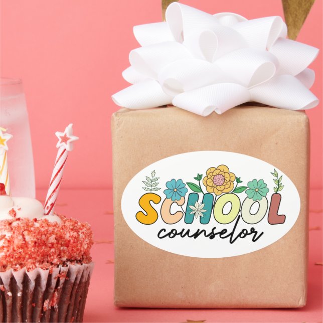 Pegatina Ovalada Consejero escolar profesor de Flor silvestre cute  (Fiesta)