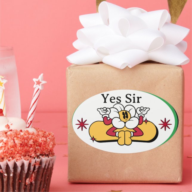 Pegatina Ovalada Cooker Said Yes, Sir Sticker – Funny Kitchen Quote (Fiesta)