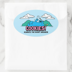 Pegatina Ovalada Cookie Monster   Cookies Siempre la respuesta corr