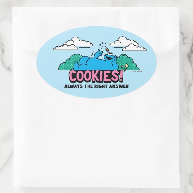 Pegatina Ovalada Cookie Monster | Cookies Siempre la respuesta corr (Bolso)