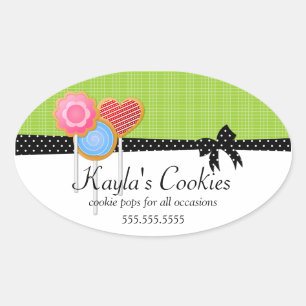 Pegatina Ovalada Cookie Pops Green Bakery