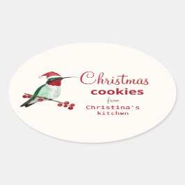 Pegatina Ovalada Cookies de Navidades de Hummingbird personalizado