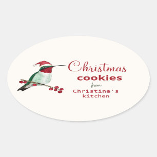 Pegatina Ovalada Cookies de Navidades de Hummingbird personalizado