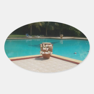 Pegatina Ovalada Cool Hakuna Matata Piscina Lateral Me encanta Mi F