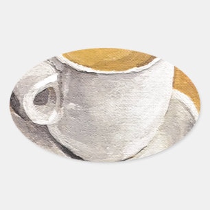 Pegatina Ovalada Copa Espresso y Saucer