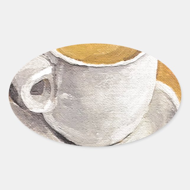 Pegatina Ovalada Copa Espresso y Saucer (Anverso)