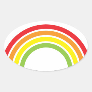 Pegatina Ovalada corazón arco iris retro