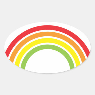 Pegatina Ovalada corazón arco iris retro