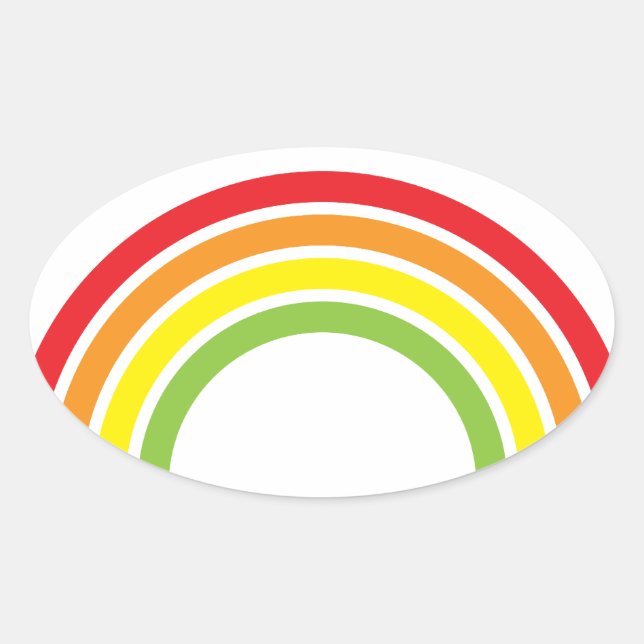Pegatina Ovalada corazón arco iris retro (Anverso)