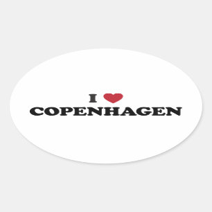 Pegatina Ovalada Corazón Copenhague Dinamarca