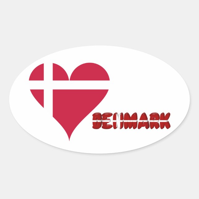 Pegatina Ovalada Corazón danés (Anverso)