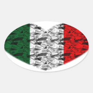 Pegatina Ovalada Corazón de la bandera de Italia