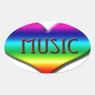 Pegatina Ovalada Corazón de música arcoiris para regalos de profeso