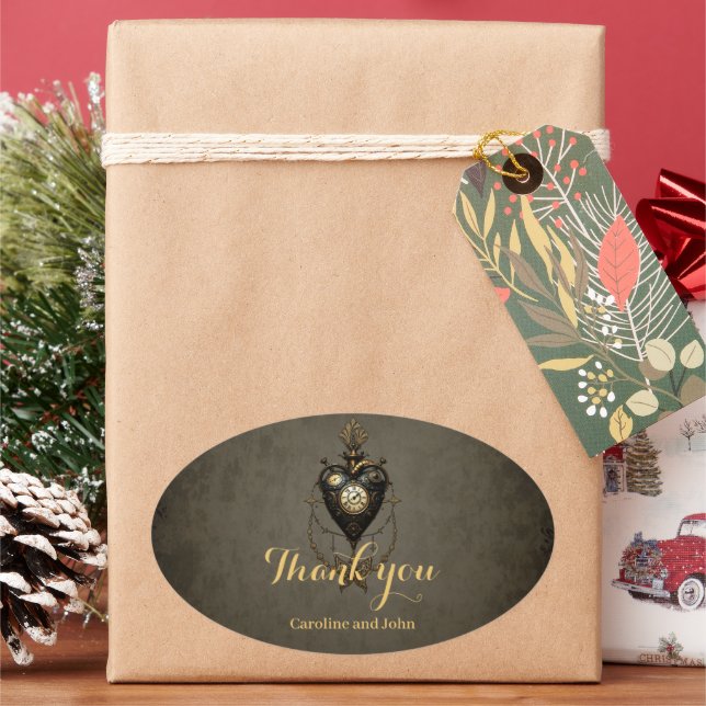 Pegatina Ovalada Corazón de vapor, (Vacaciones)