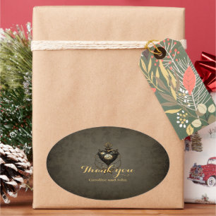 Pegatina Ovalada Corazón de vapor,