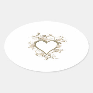 Pegatina Ovalada Corazón del art déco