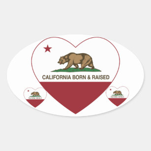 Pegatina Ovalada Corazón llevado y aumentado de California
