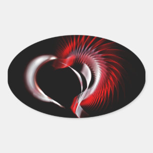 Pegatina Ovalada Corazón metalizado