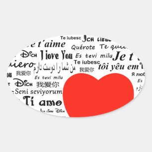 Pegatina Ovalada corazón te quiero