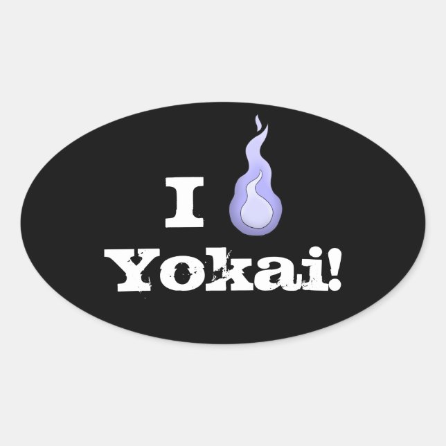 Pegatina Ovalada ¡Corazón Yokai! Hitodama (Anverso)