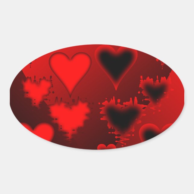 Pegatina Ovalada Corazones (Anverso)