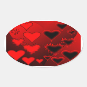 Pegatina Ovalada Corazones