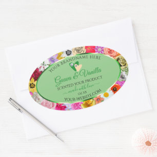 Pegatina Ovalada Corazones de etiquetas de producto multicolor de c