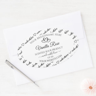 Pegatina Ovalada Corazones de etiquetas de productos en la nube de 