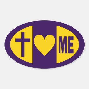 Pegatina Ovalada Corazones de Jesús yo