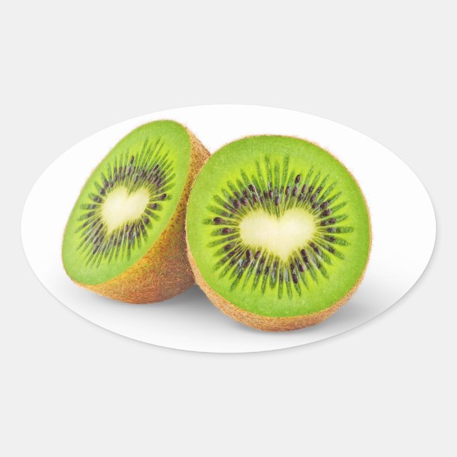 Pegatina Ovalada Corazones de Kiwi (Anverso)