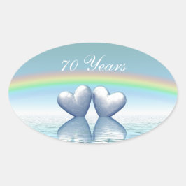 Pegatina Ovalada Corazones Platinum de 70 años