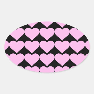 Pegatina Ovalada Corazones rosas, amor incondicional_
