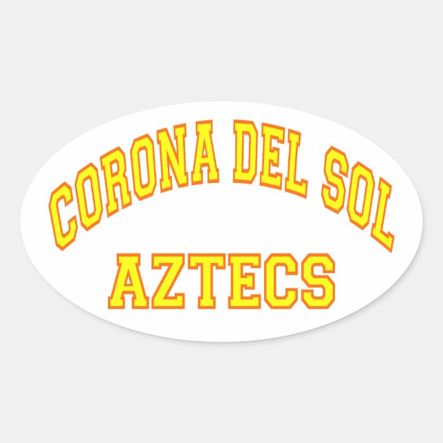 Pegatina Ovalada Corona del Sol Aztecs (Anverso)