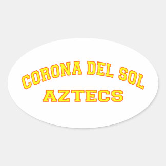 Pegatina Ovalada Corona del Sol Aztecs