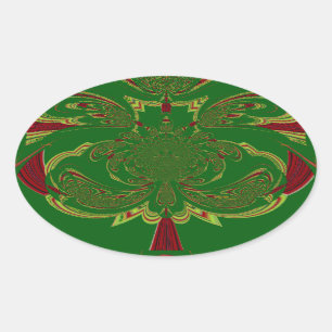 Pegatina Ovalada Corona verde