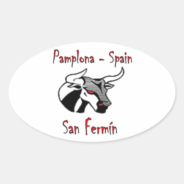 Pegatina Ovalada Corre con toros (Anverso)