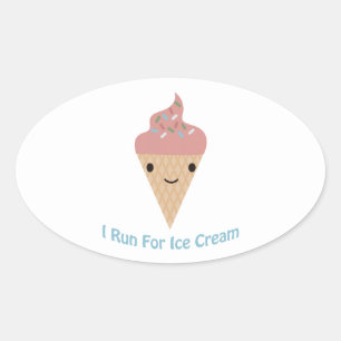 Pegatina Ovalada Corto que corro por el helado