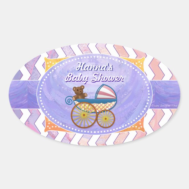 Pegatina Ovalada Cosas bebes rosas y agudas (Anverso)